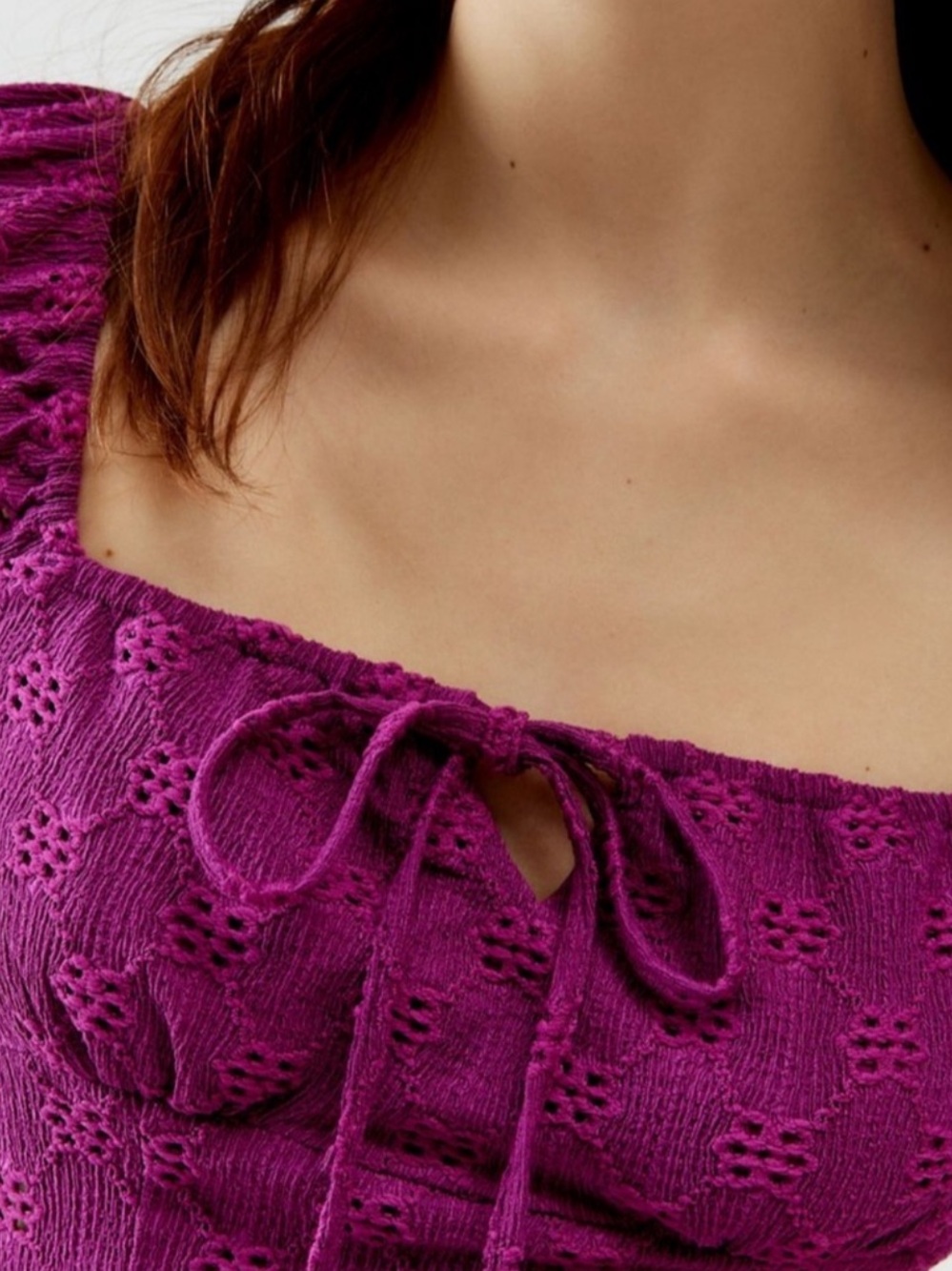 Pristine Kimchi Blue Anais Purple Eyelet Top Size: Small - Picture 3 of 10